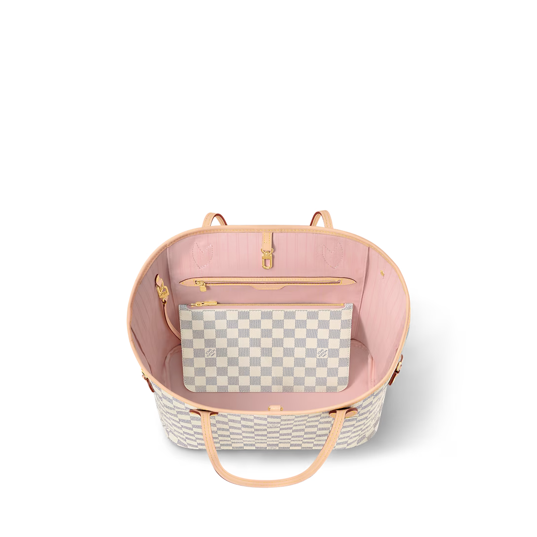 Louis Vuitton Neverfull MM Tote Bag Damier Azur Canvas Rose Ballerine 31cm N40603 1