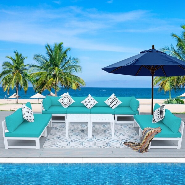 Nicesoul White Aluminum Modern Patio Furniture Sectional Sofa Set with Cushion
