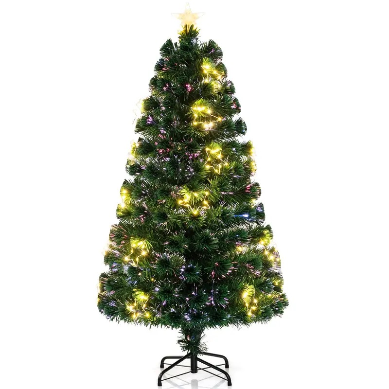 Pre-Lit Fiber Optic Christmas Tree – Snow-Dusted Artificial Tree with Warm White LED Lights