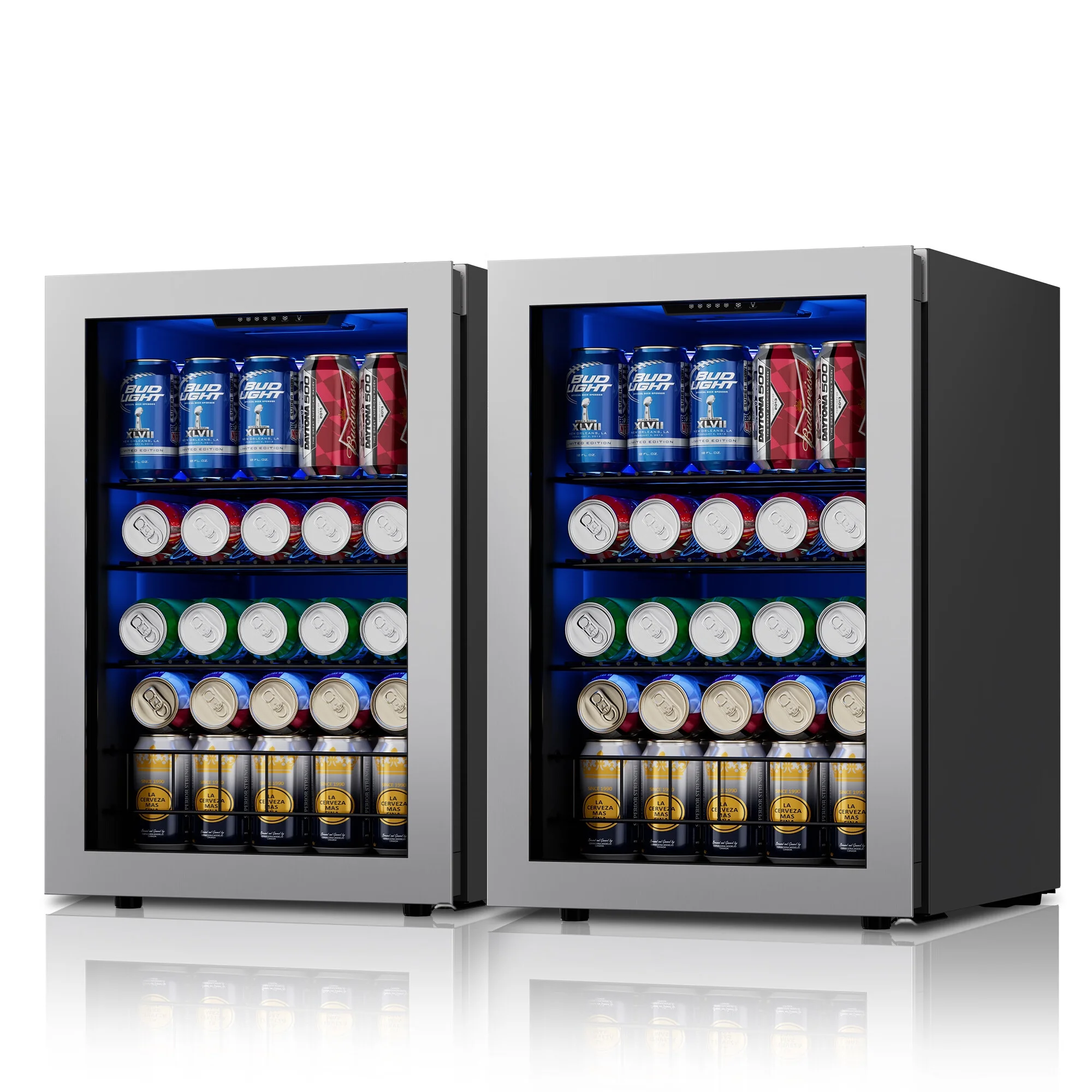 Ca'Lefort Beverage Refrigerator Cooler, 160 Can Freestanding Beverage Fridge，Mini fridge with Glass Door for Home/Bar/Office(2 Pack)