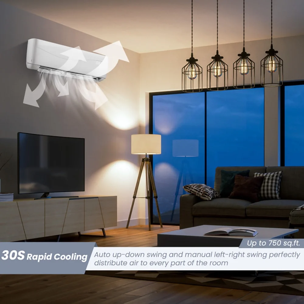 YYAo12000 BTU 20 SEER2 115V Ductless Mini Split Air Conditioner