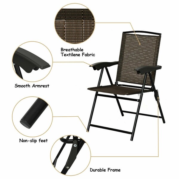 Gymax 2PCS Folding Sling Chairs Steel Armrest Patio Camping