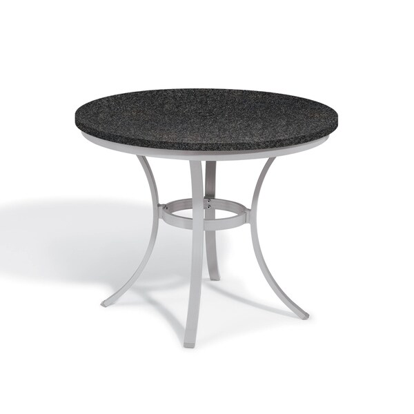 Oxford Garden Travira 36inch Round LiteCore Granite Charcoal Caf�� Bistro Table with Powder Coated Steel Frame