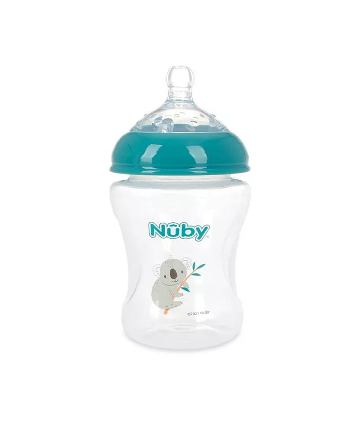 Nuby Infant Baby Bottles with Slow Flow Nipple, 3 Pack, 8oz, Boy
