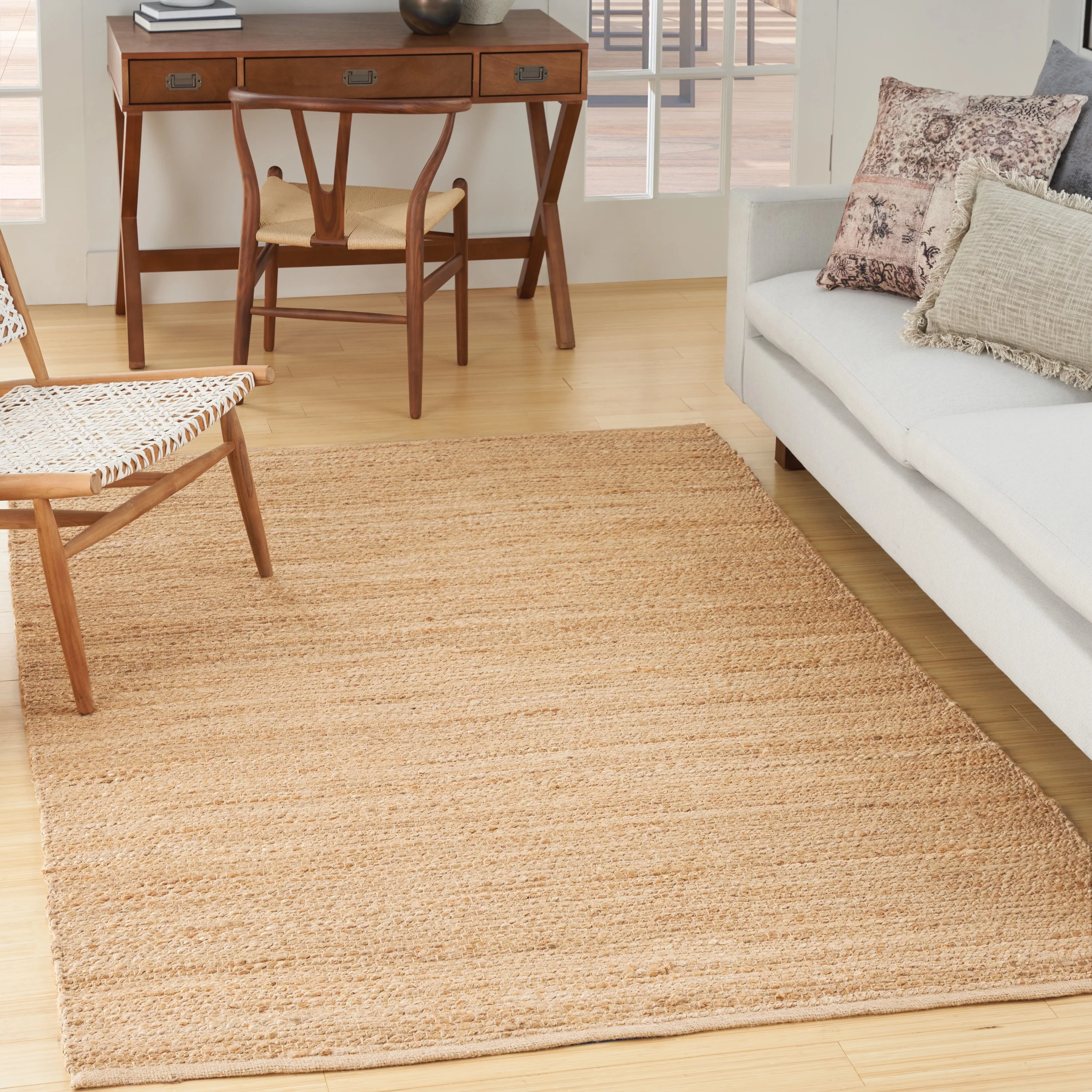 Nourison Natural Jute Solid Bleached 5' x 7' Area Rug (5x7)
