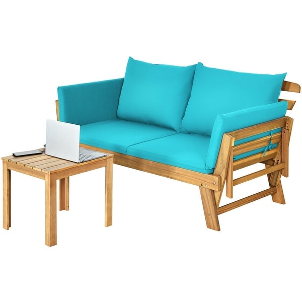 Adjustable Patio Convertible Sofa with Thick Cushion