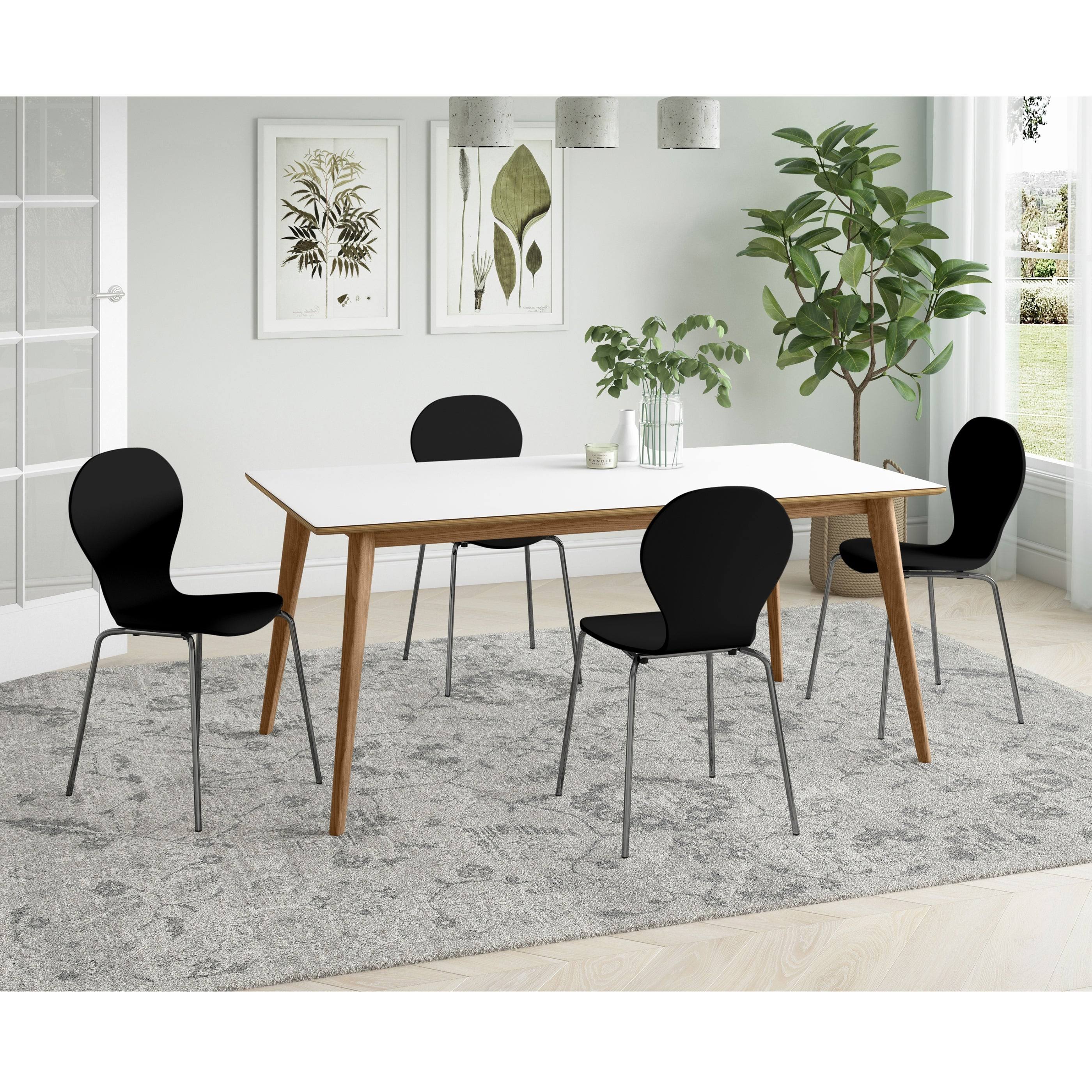 Carson Carrington Flinn Mid Century Modern Armless Dining Chair (Set of 4) - Blue