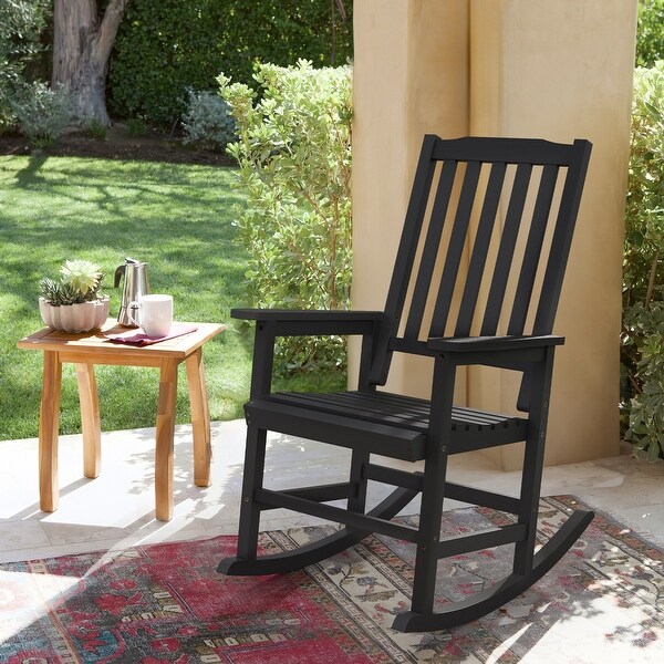LUE BONA Acacia Wood Outdoor Rocking Chair,Traditional Porch Outdoor Rocker Chairs with Slatted