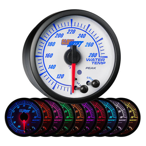 GlowShift White Elite 10 Color Water Temperature Gauge