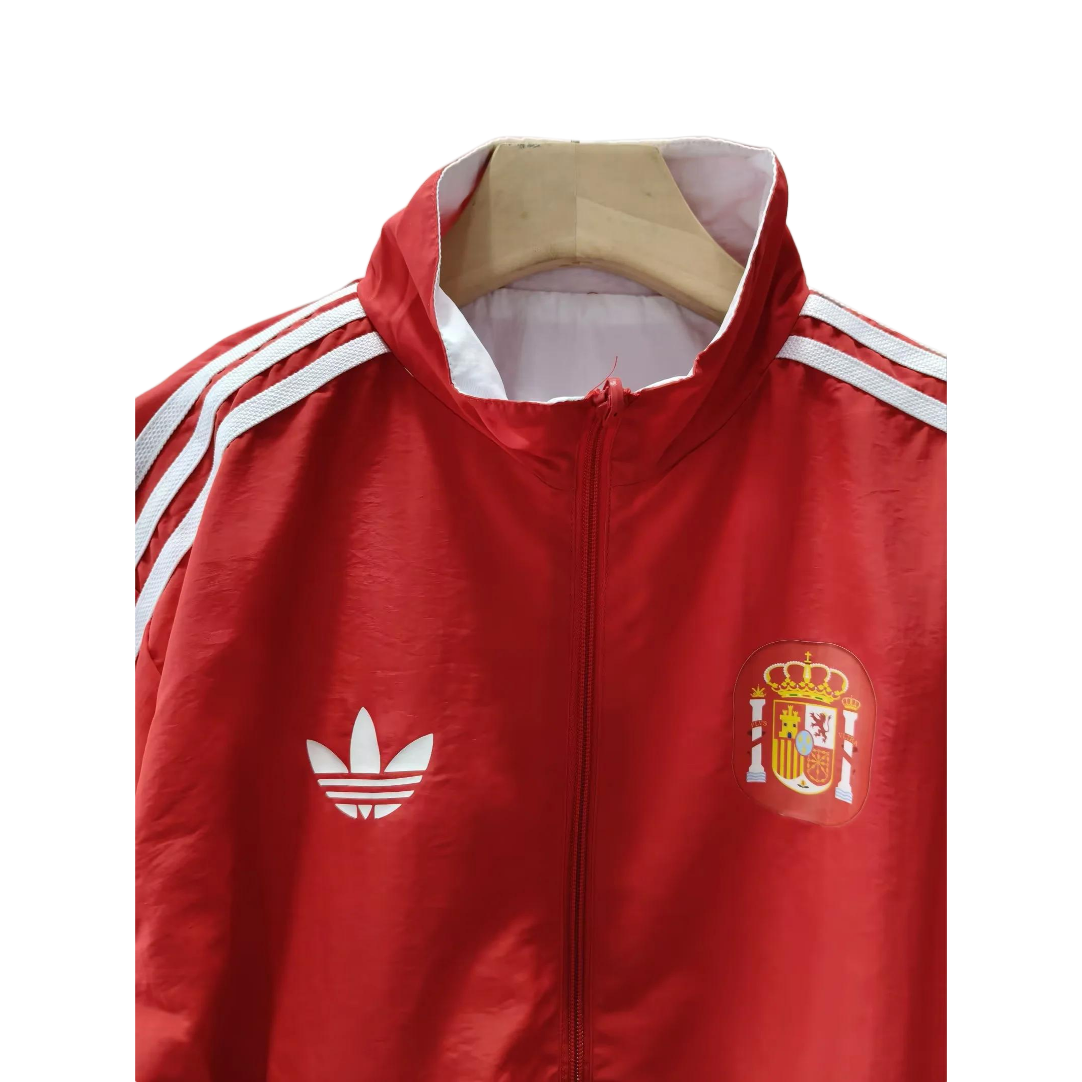 Spanish Red and White Double-Sided Silicone Windbreaker