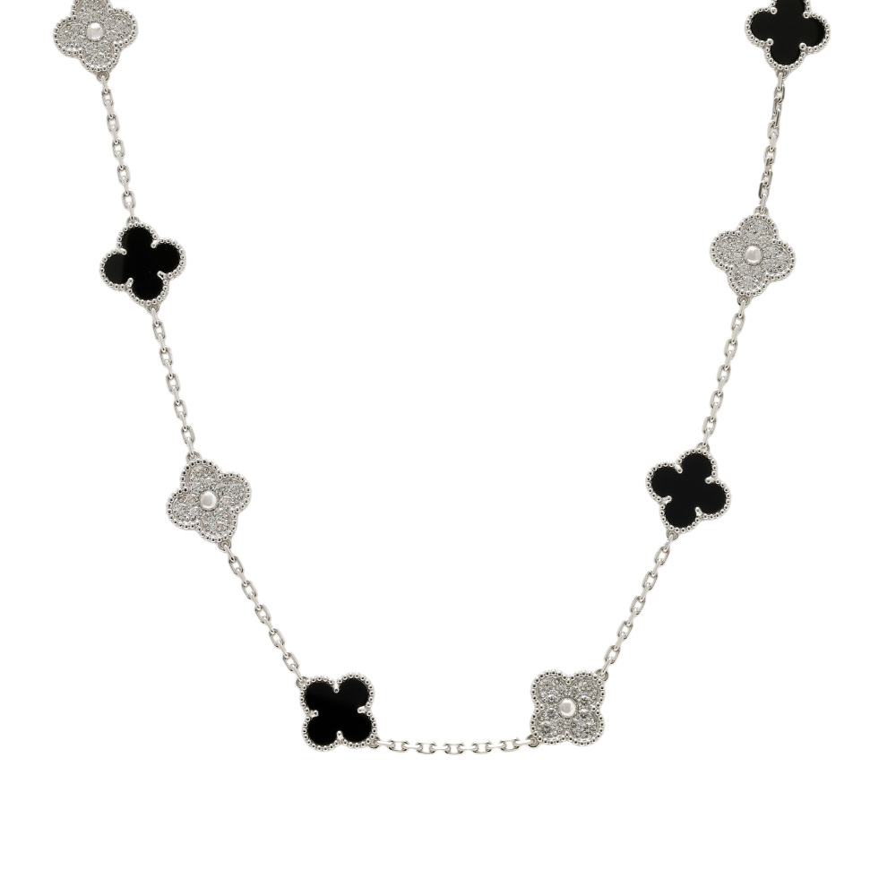 Van Cleef & Arpels Vintage Alhambra 20 Motifs Necklace 18K White Gold VCARP2R800