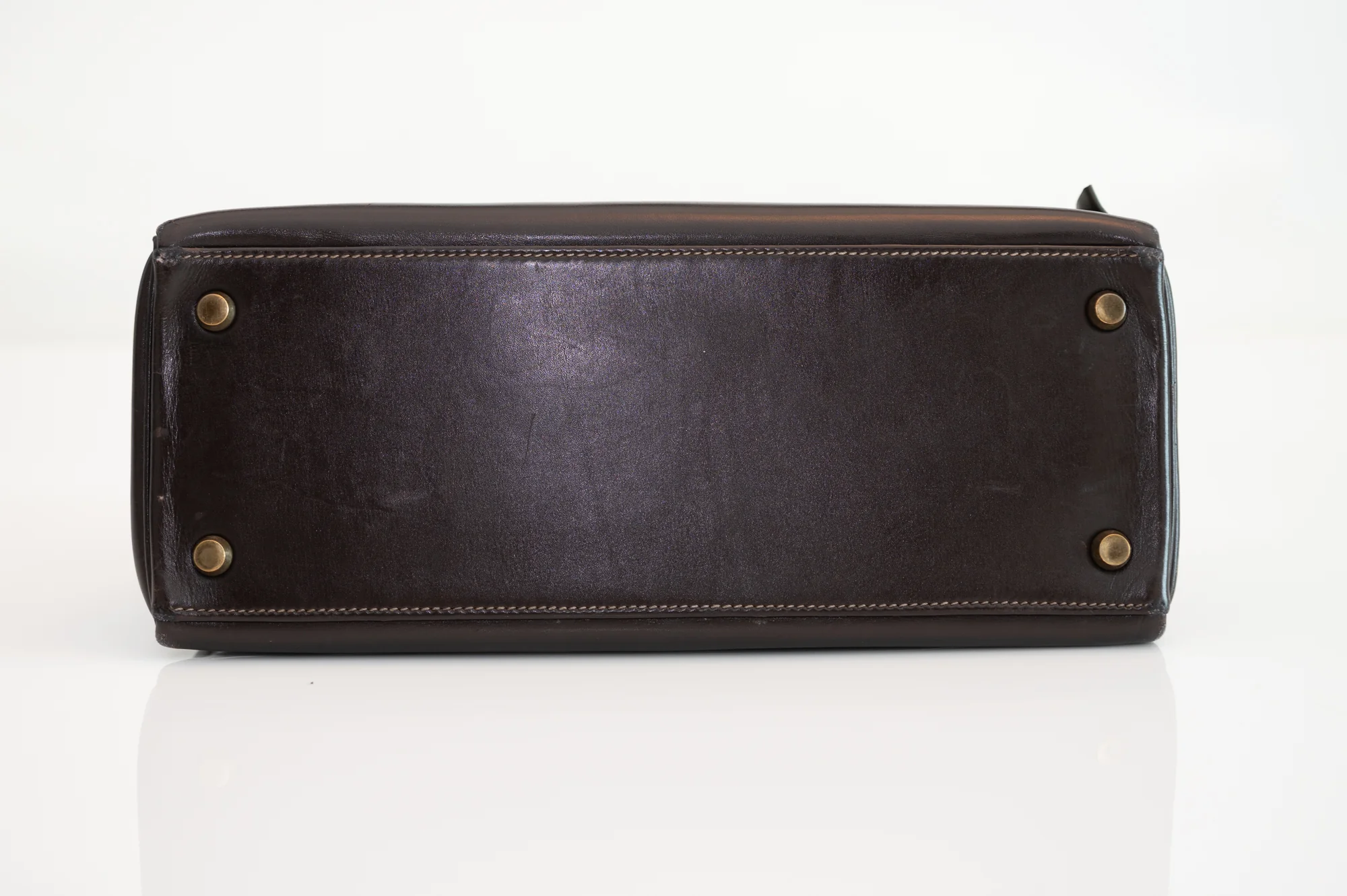 Hermès Vintage Kelly 28 Retourné Marron Foncé Box Calf Gold Hardware
