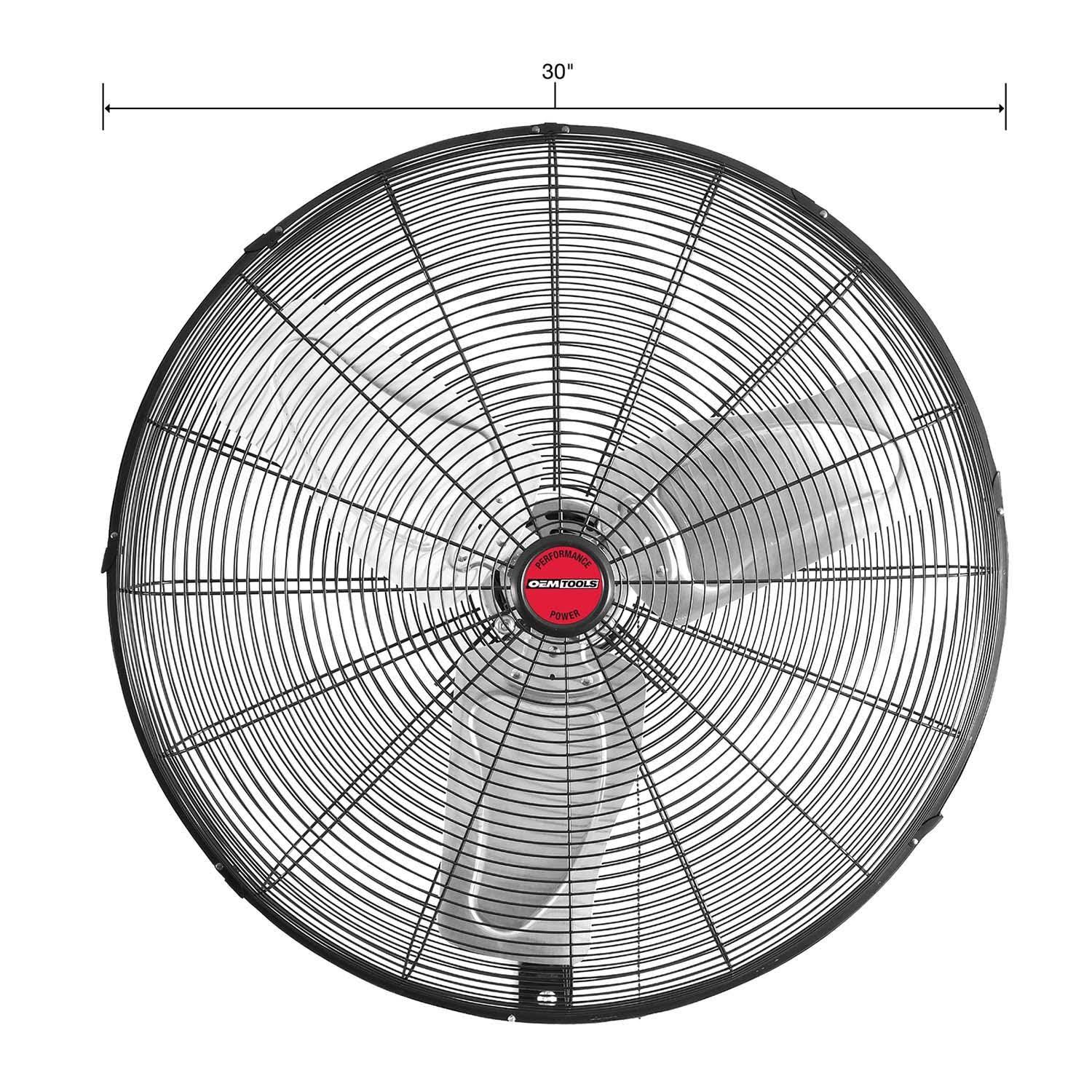 OEMTOOLS 30 inch Oscillating Black Wall Mount Fan, New Model OEM24884