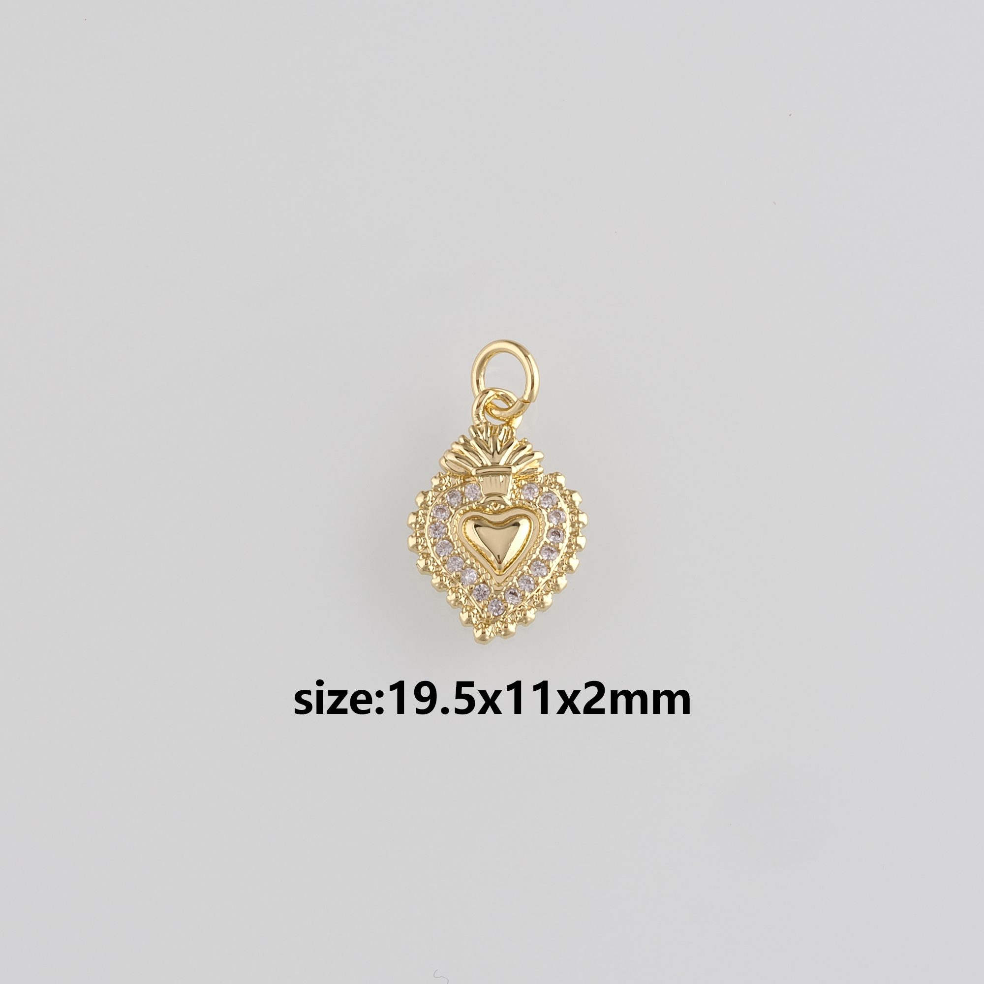 18K Gold Filled Sacred Heart Pendant,CZ Micro Pave Religious Charm Earrings Necklace for DIY Jewelry Making Supply