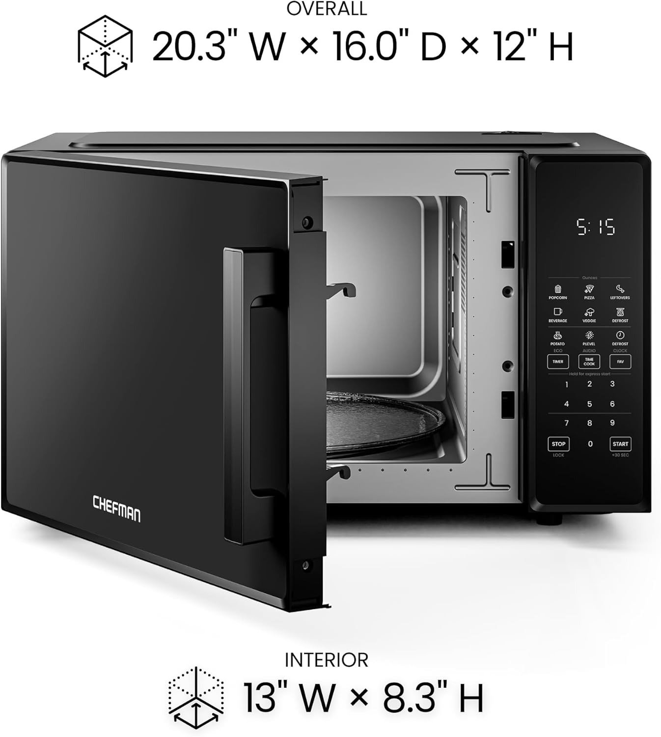 Countertop Microwave Oven 1.1 Cu. Ft., 1000 Watts with 10 Power Levels, 6 Cooking Presets with One-Touch Express Cook, Eco Mode, Child Safety Lock, & Mute Button – Black