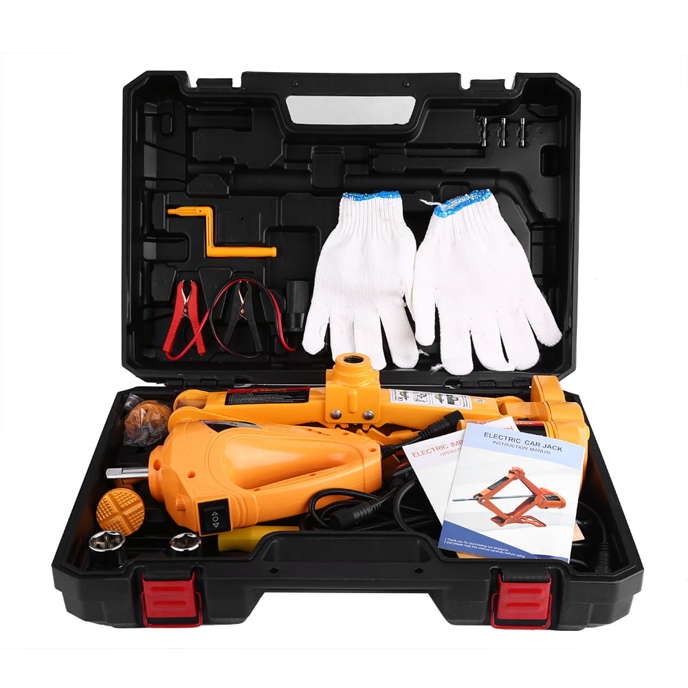 3Ton 12V DC Automotive Electric Jack Lifting Car SUV Emergency Equipment w/ Impact Wrench
