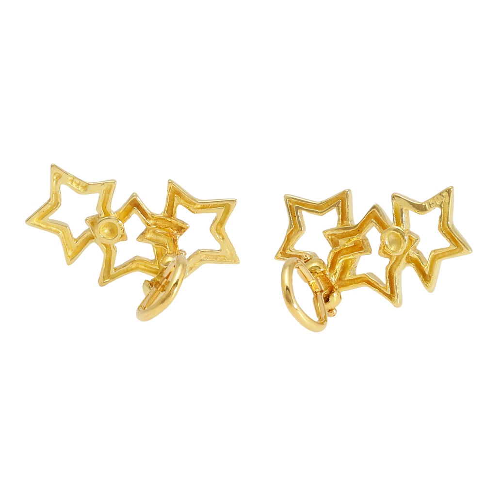 Tiffany & Co. Tiffany Triple Star K18YG Yellow Gold Earrings