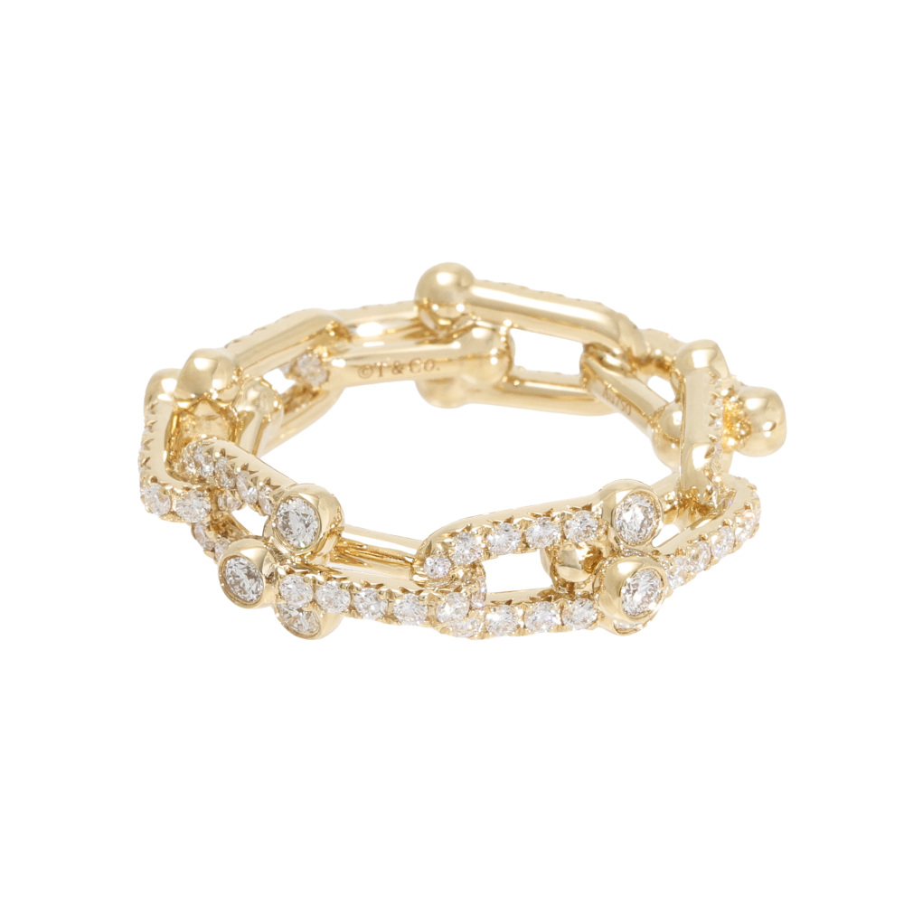 Tiffany & Co. Hardware Link Ring 18K Yellow Gold Diamond 72670221