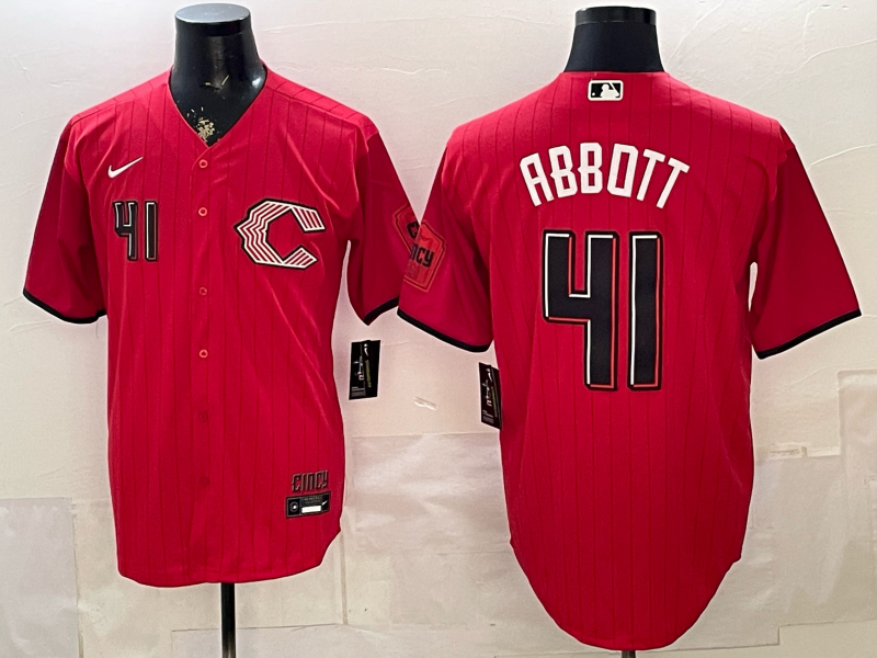 Men's Cincinnati Reds Andrew Abbott #41 Red 2026 City Connect Stadium Jersey