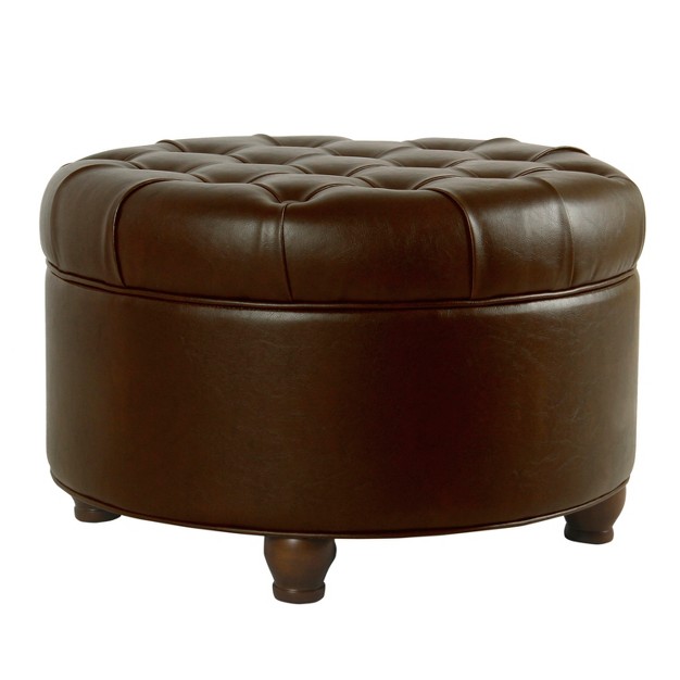 Large Tufted Round Storage Ottoman Homepop