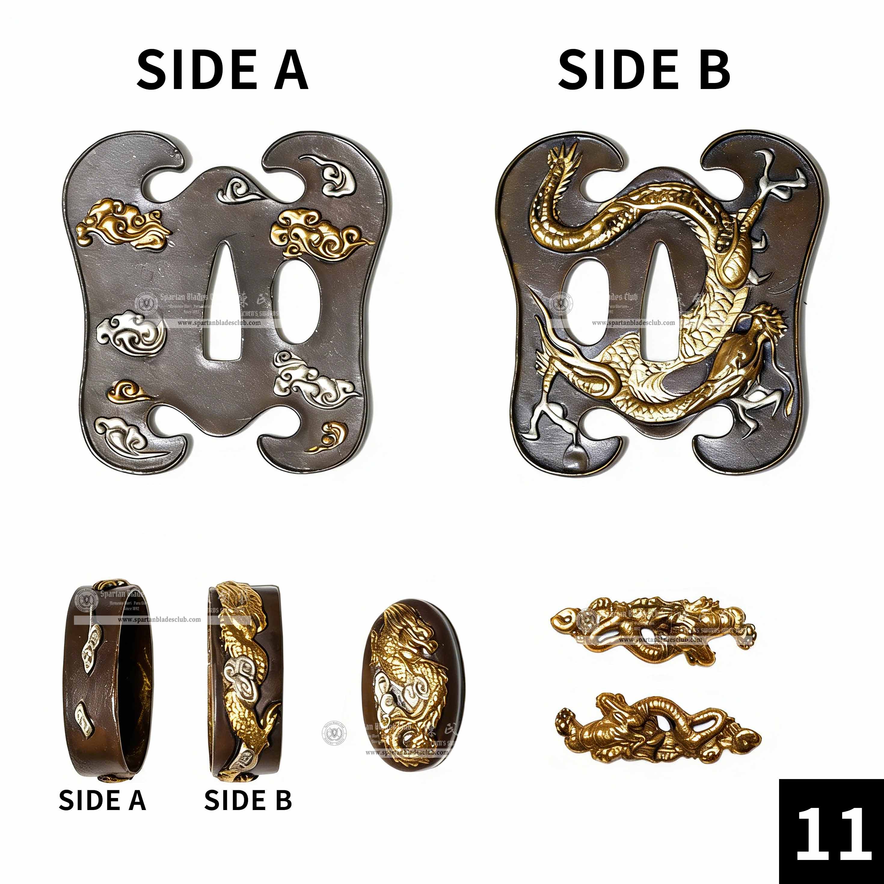 Custom Your Katana | Loong（Chinese Dragon） | Complete Set Fittings (Brass Gilded) | Spartan Blades Club | CHEN'S SWORDS 1892 - Spartan Blades Club - 陳氏劍莊1892