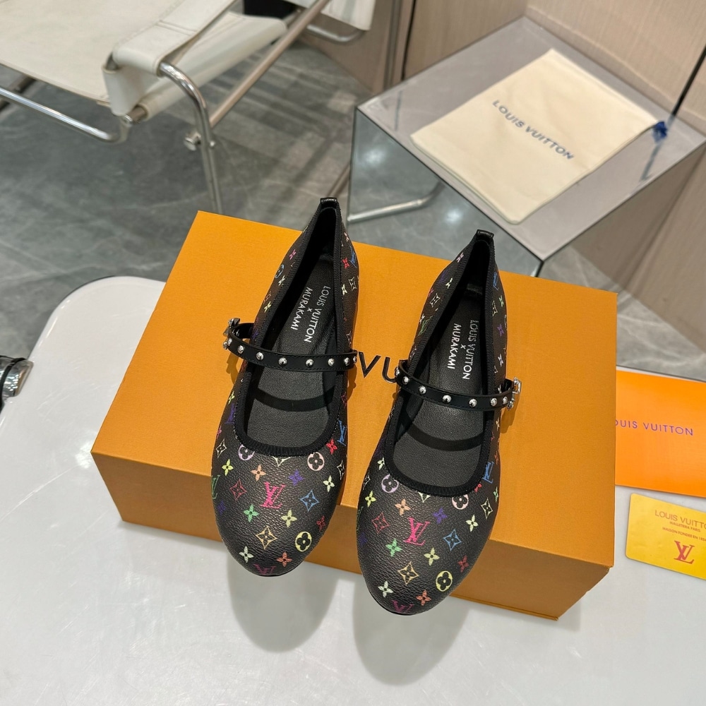 Louis Vuitton X Takashi Murakami Romy Flat Ballerina Black 1Agvc3