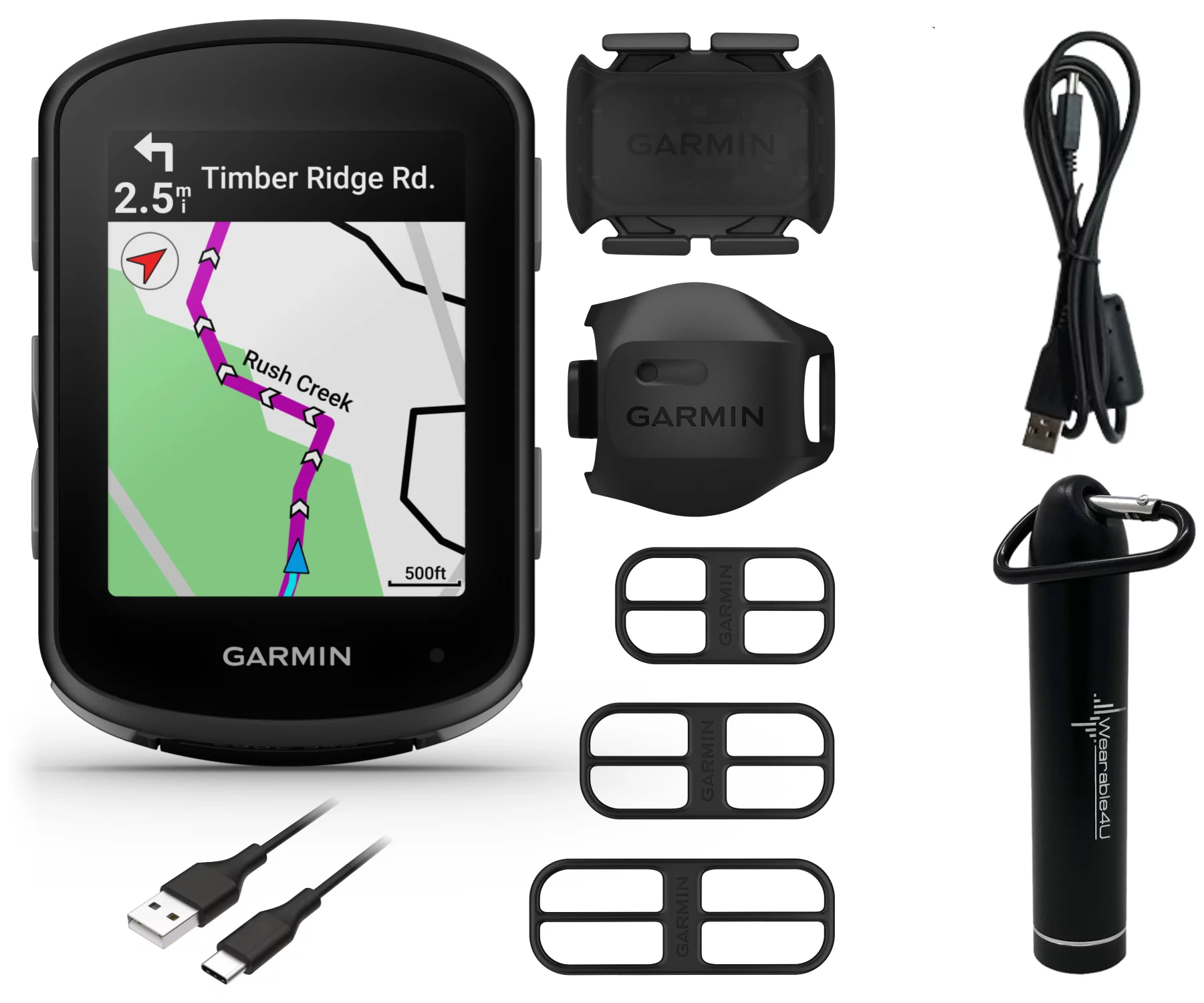 Garmin Edge 540 GPS Cycling Computer, Button Controls, Advanced Navigation with Garmin Speed and Cadence Sensors and Wearable4U Power Bank Bundle