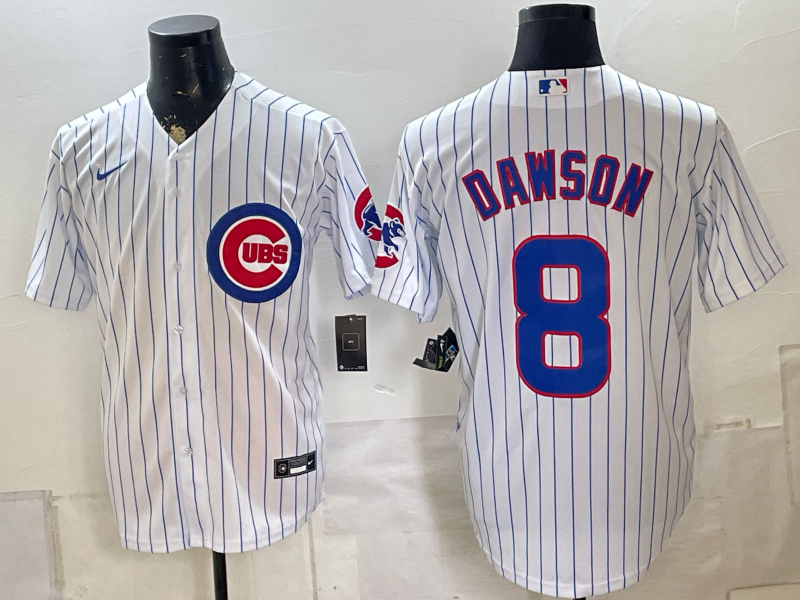 Men's Chicago Cubs Andre Dawson #8 White Home Replica Jersey