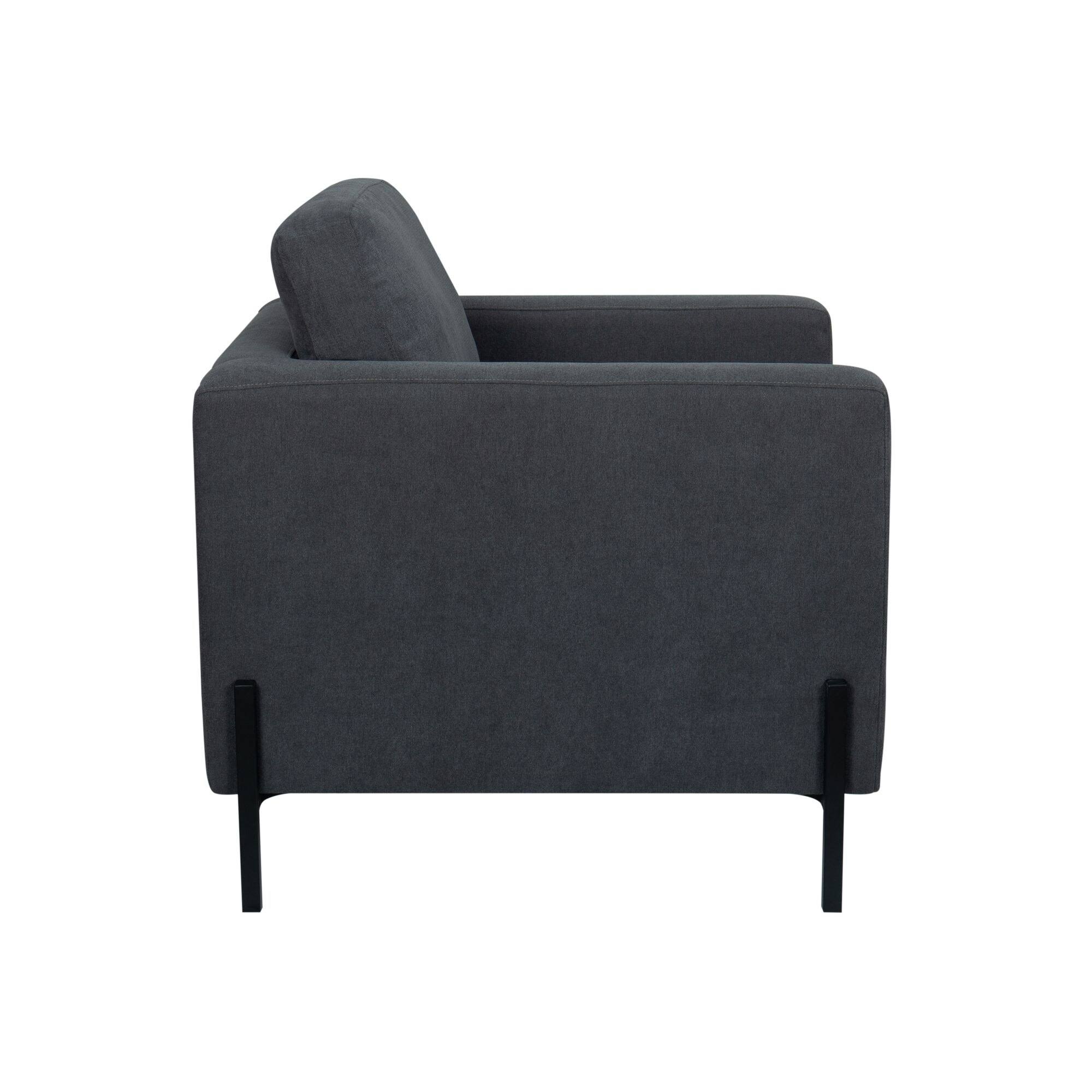 Rupert Armchair with Black Metal Leg - Creamy White