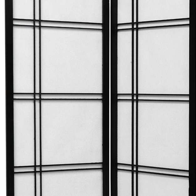 6 Ft Tall Double Cross Shoji Screen Black 5 Panels