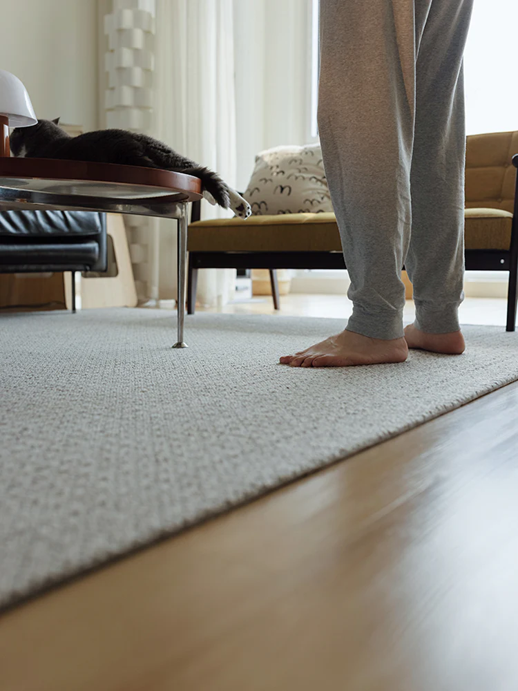 CP074 - LoroPiana Herringbone Dark Line British Grey Cashmere Wool Carpet Wabi-Sabi Minimalist Style Living Room Carpet