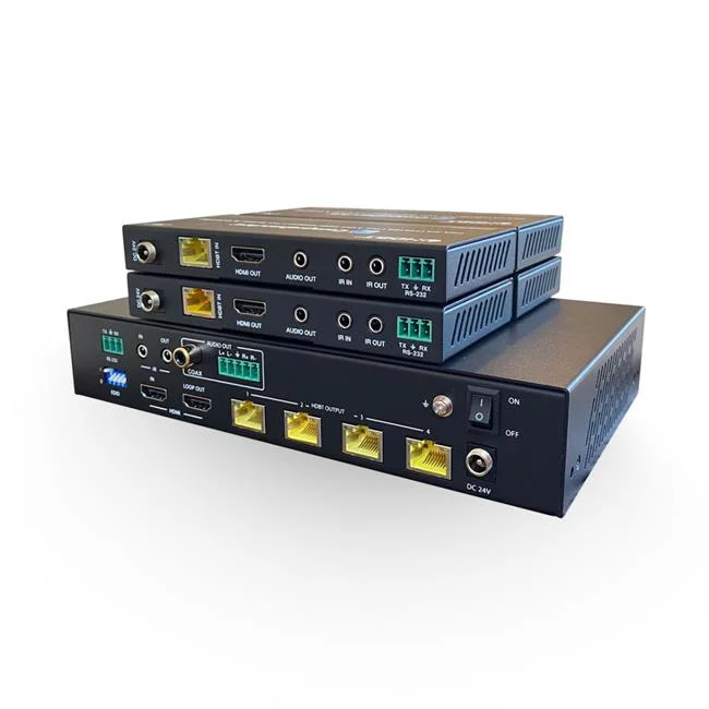 Comprehensive CDA-CAT14018G 1 x 4 in. 4K UHD HDMI to HDBaset Distribution Amplifier, Black