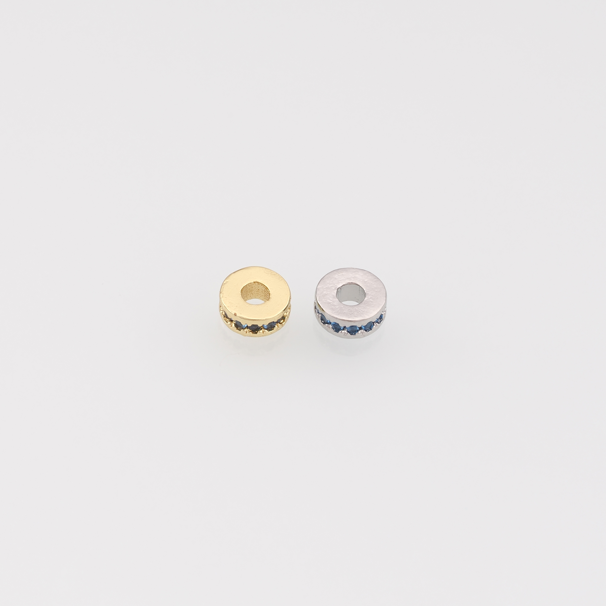 18K Gold Filled Round Flat Spacer Beads,CZ Micro Pave Round Spacer Beads,DIY Jewelry Making Supply