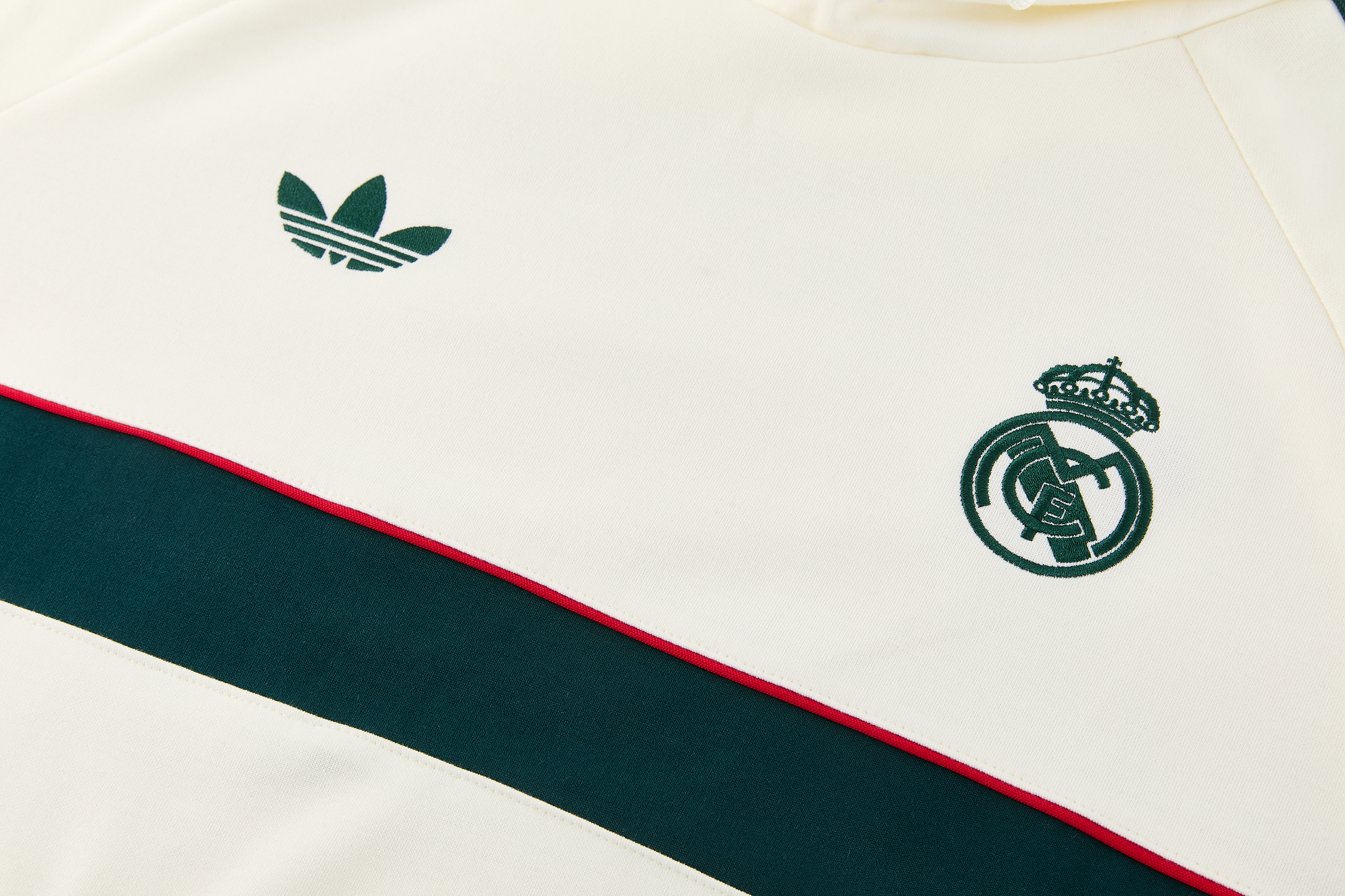 Real Madrid 26/27 Training Suit Full Zipper Cream White Sweater Hoodie