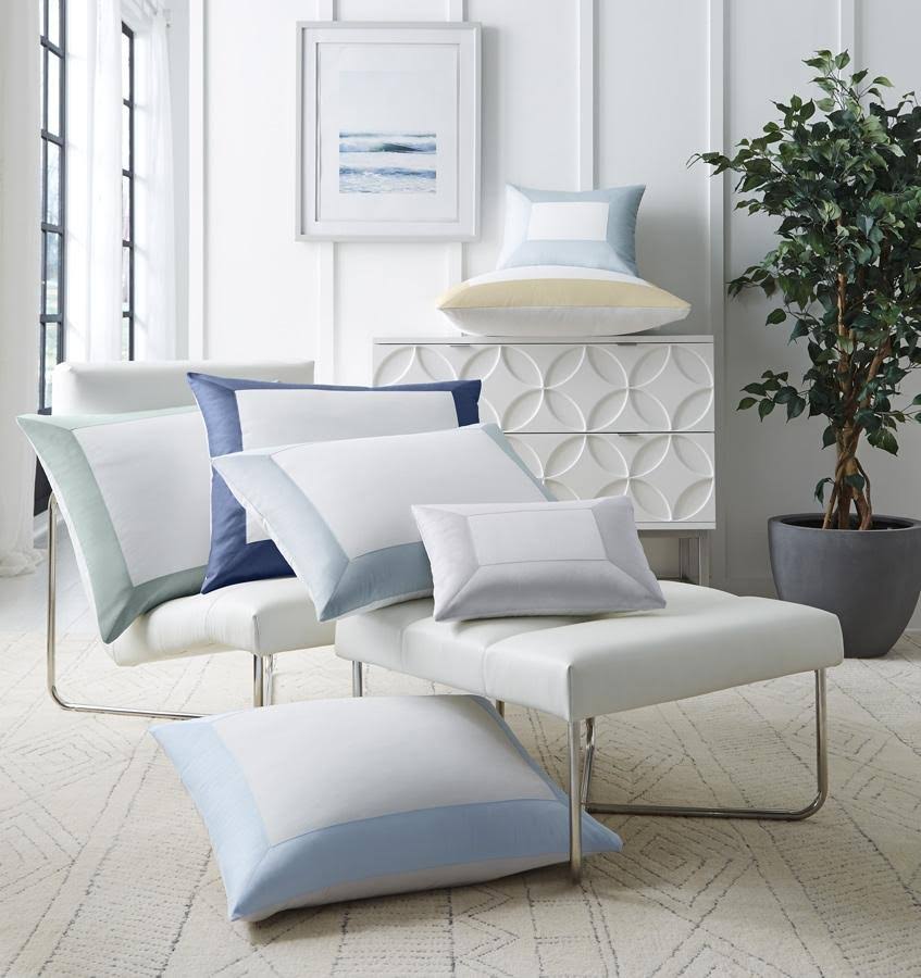 Sferra Casida Standard Sham - White/Poolside