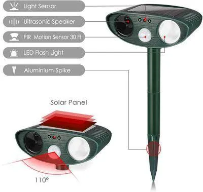 Ultrasonic Deer Repeller, Safe Repellent plants Solar Powered Deterrent