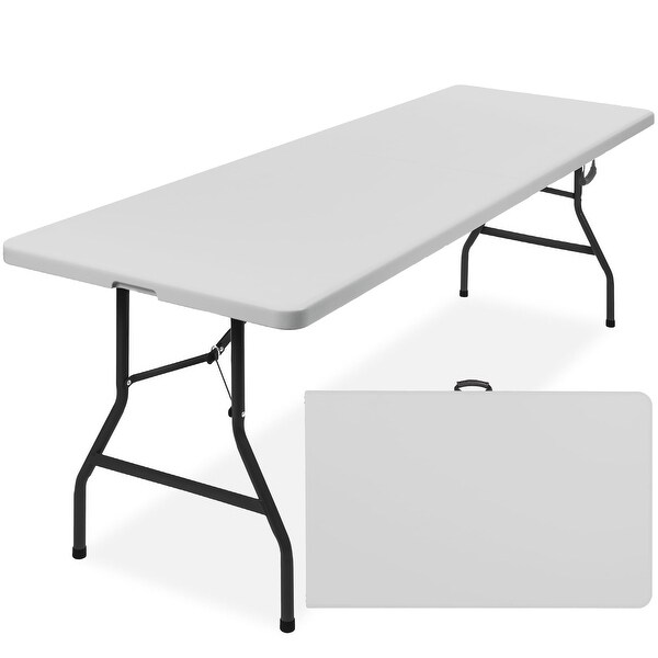 8ft Plastic Folding Table,Indoor Outdoor Heavy Duty Portable w/Handle,Lock for Picnic,Party,Pong,Camping