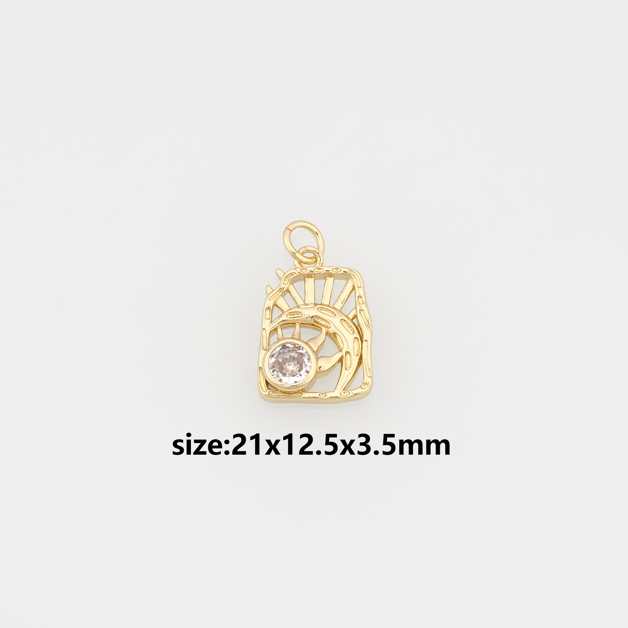 18K Gold Filled Sun Moon Pendant,CZ Celestial Charm Earrings Necklace for DIY Jewelry Making Supply