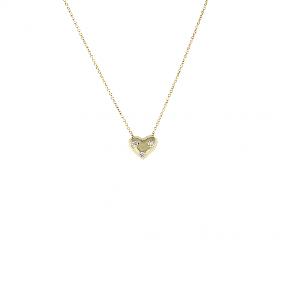 Tiffany & Co. Tiffany Dots Heart 3PD K18YG Yellow Gold PT950 Necklace Platinum & 18K Yellow Gold Diamond