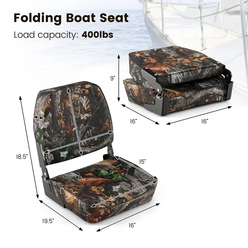 Two Low-Profile Folding Fishing Seats – Compact Boat & Dock Chairs