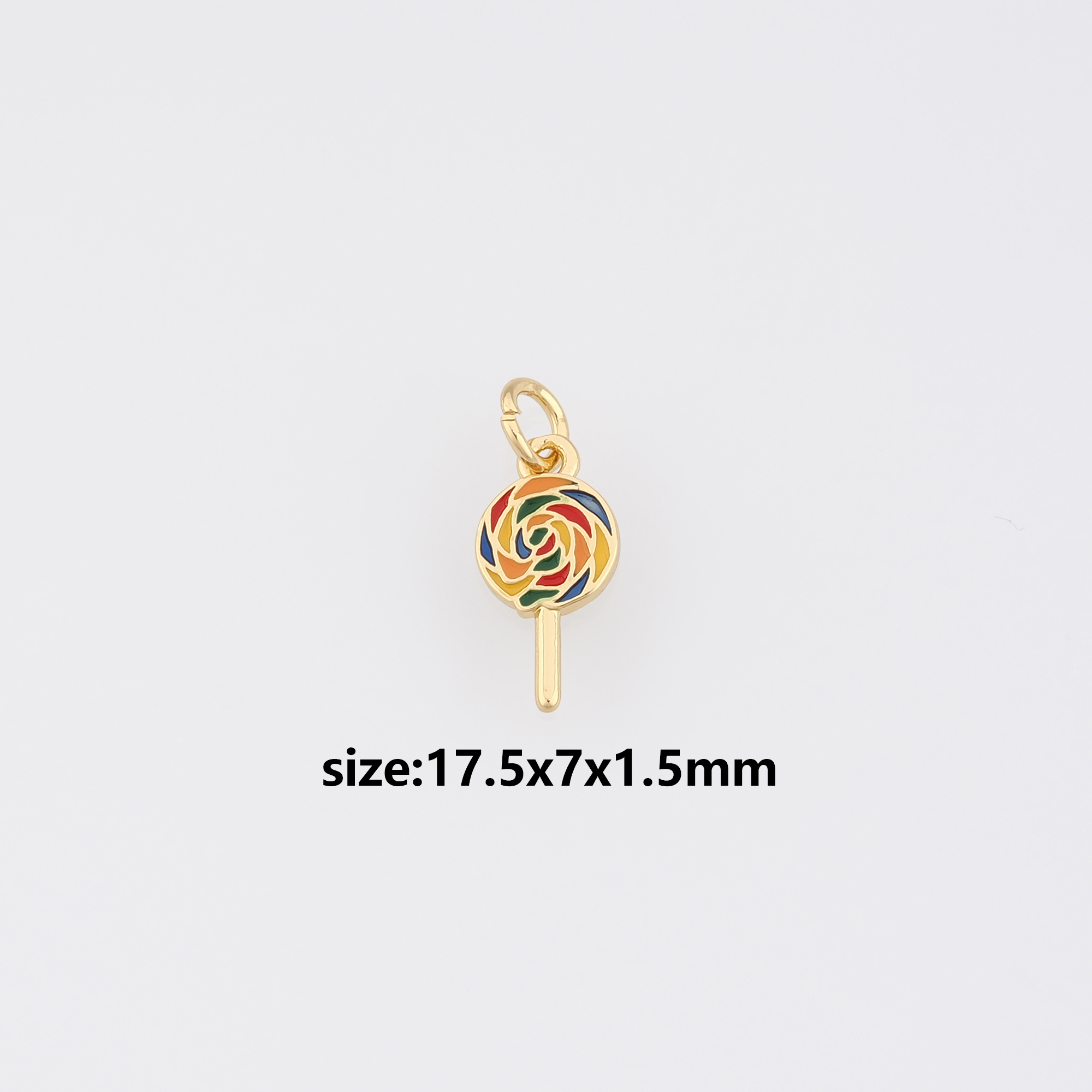 18K Gold Filled Lollipop Pendant,Enamel Lollipop Charm Earrings Necklace for DIY Jewelry Making Supply