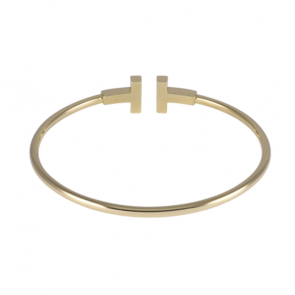 Tiffany & Co. Tiffany T Wire Bracelet 18K Yellow Gold Onyx 64028758
