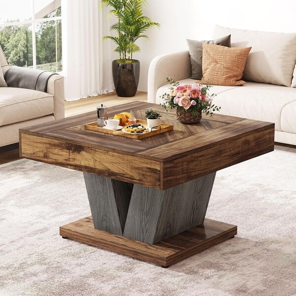 31.5 Inches Square Coffee Table,Wood Center Table Cocktail Tea Table Accent Table
