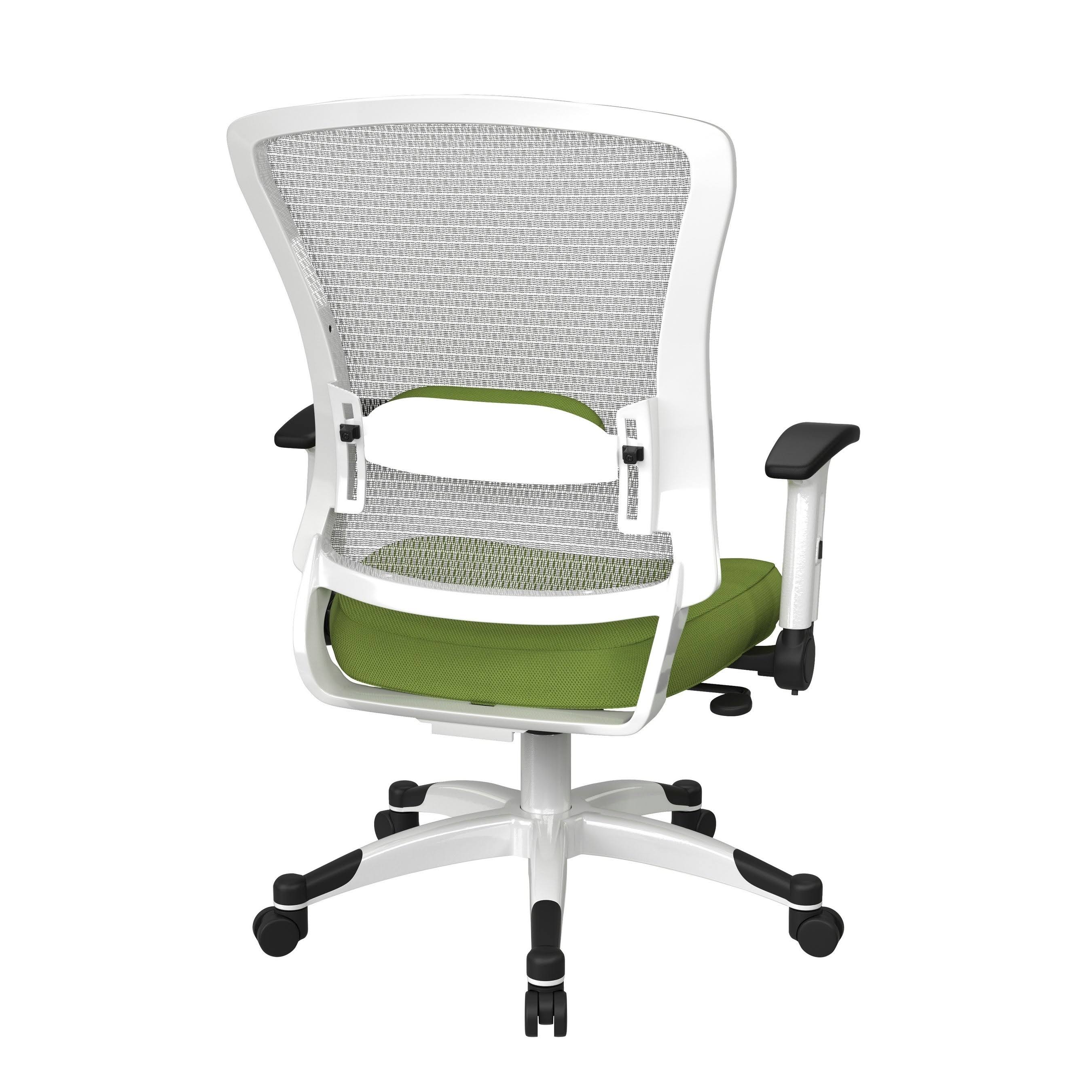 Space Seating White Frame Managers Chair with Breathable Mesh Back-Fabric: Jade