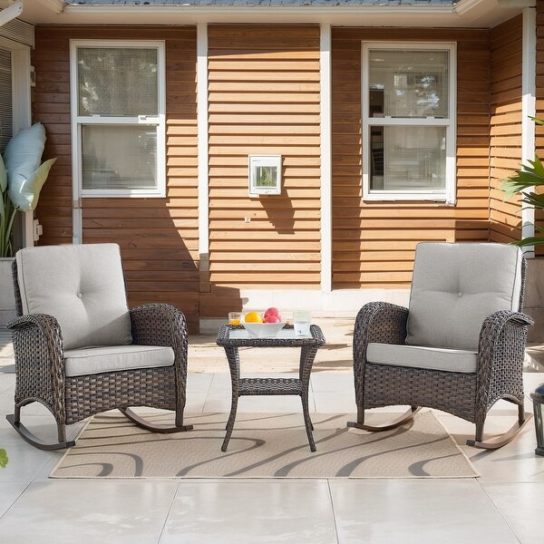 Outdoor Rocking Chairs Set with Coffee Table