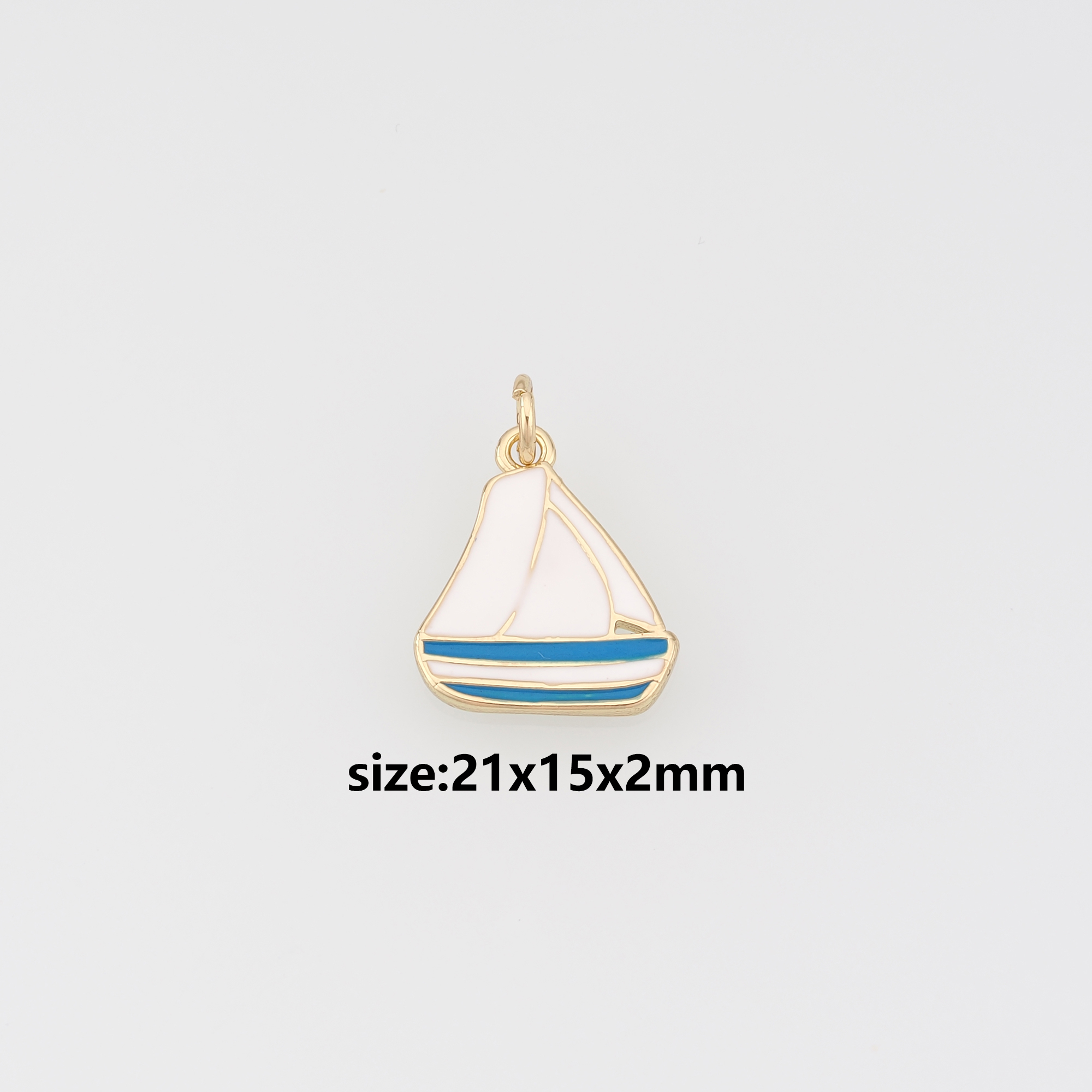 18K Gold Filled Sail Boat Pendant,Enamel Sail Boat Charm Earrings Necklace for DIY Jewelry Making Supply