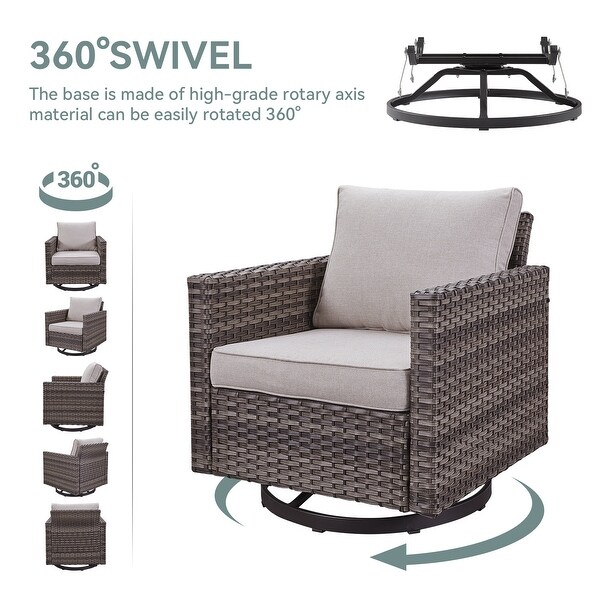 PE Wicker Sofa Rocking Chair Ottoman Set of 9