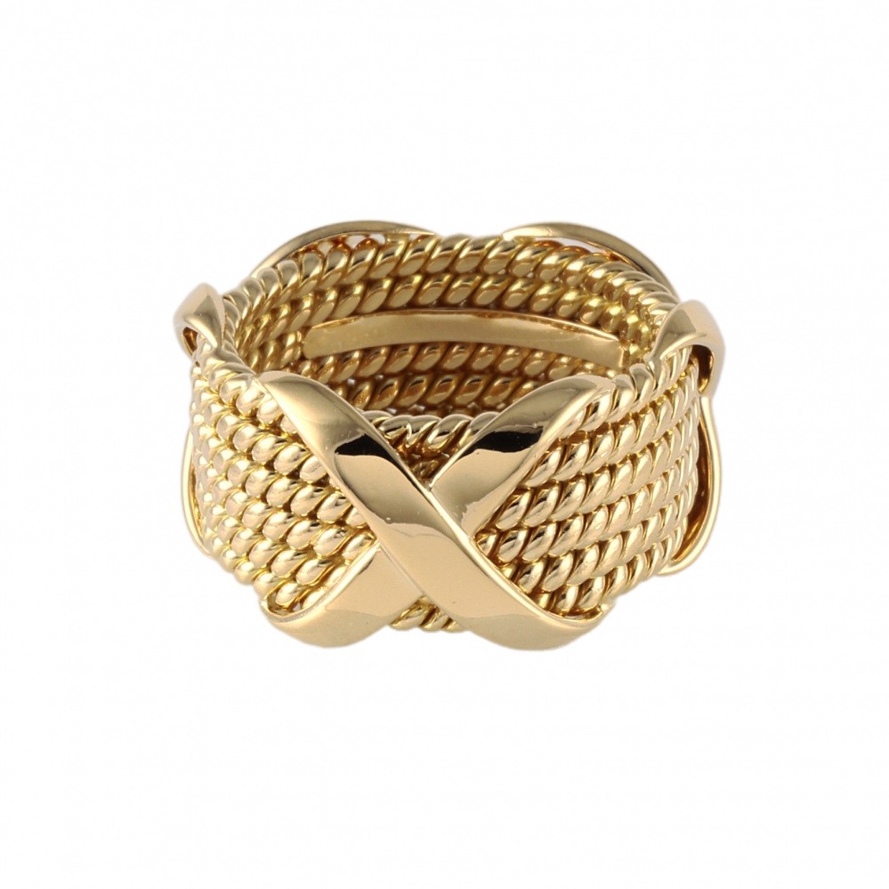 Tiffany & Co. Schlumberger 6 Row Rope Ring 18K Yellow Gold