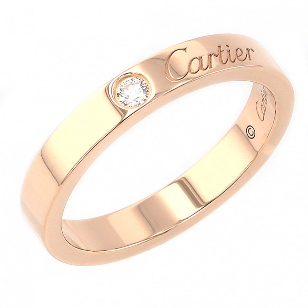 Cartier C Do Engraved Ring 18K Rose Gold Diamond