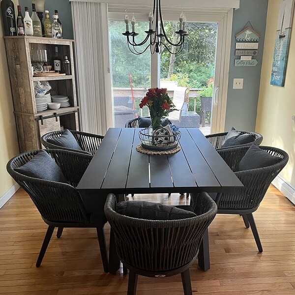 PURPLE LEAF 711 Patio Dining Set,Aluminum Frame Table,Wicker Chairs
